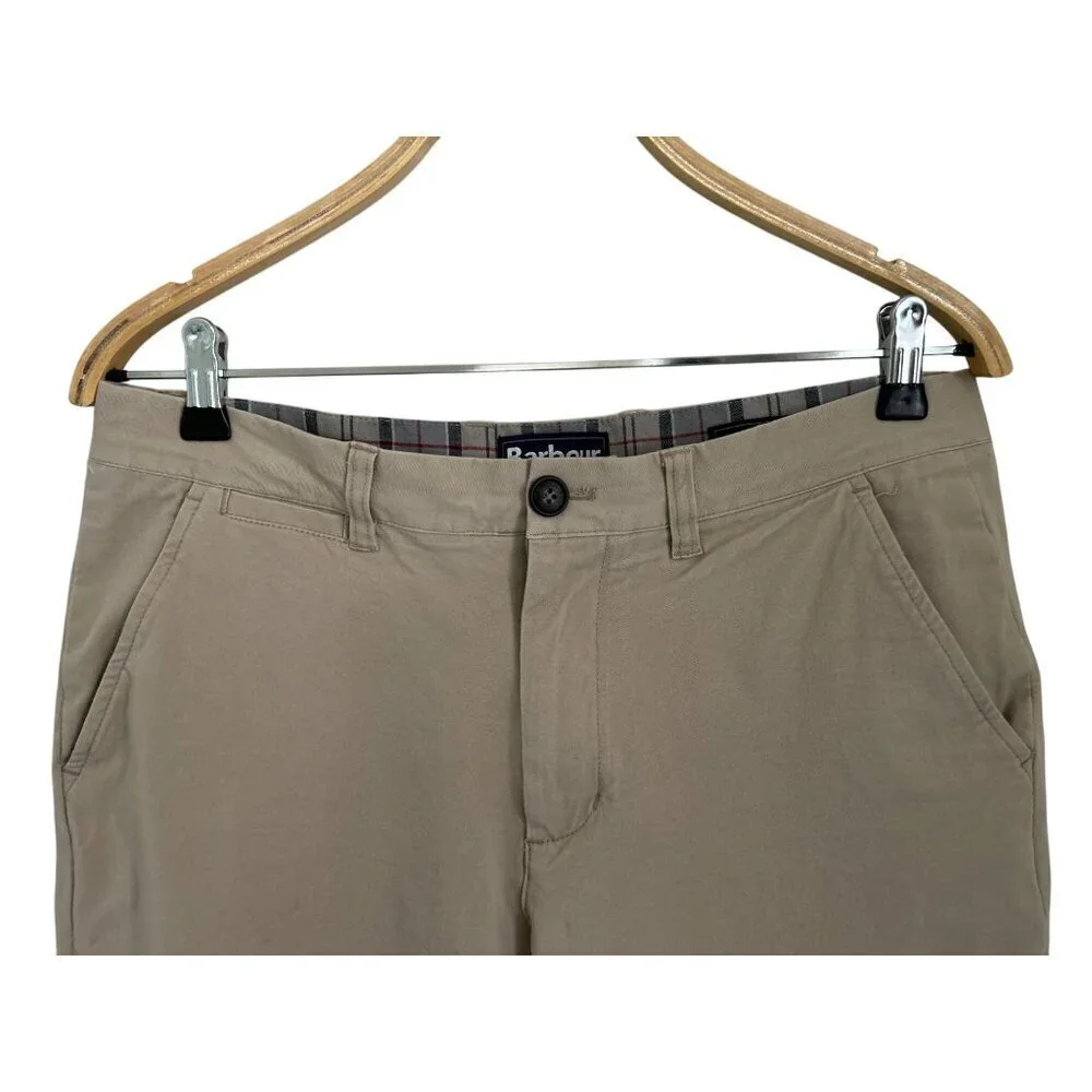 BARBOUR Tailored Casual Pants Cotton Chino Khaki Beige Size 32/24